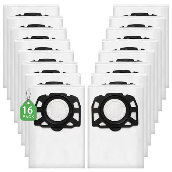 16 stycken KFI 357 dammsugarpåsar för Kärcher WD2Plus/WD3/KWD1/KWD2/KWD3/