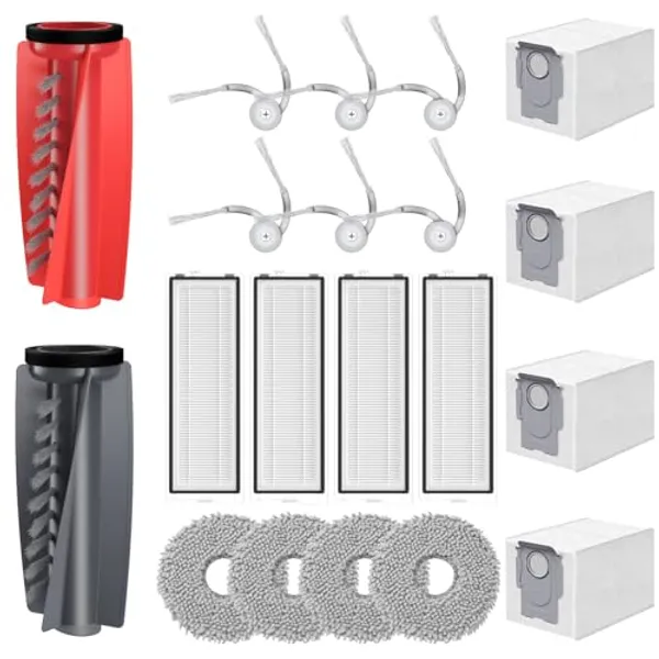 20 Stück Qrevo Edge Zubehör kompatibel mit Qrevo Curv/Qrevo Edge Rboter-Staubsauger, 2 Rollenbürste